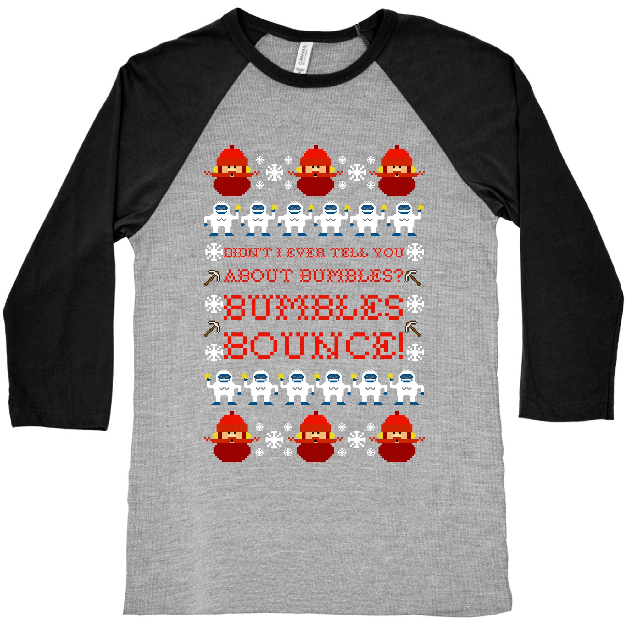 Yukon Cornelius and Bumble Ugly Sweater Baseball Tee